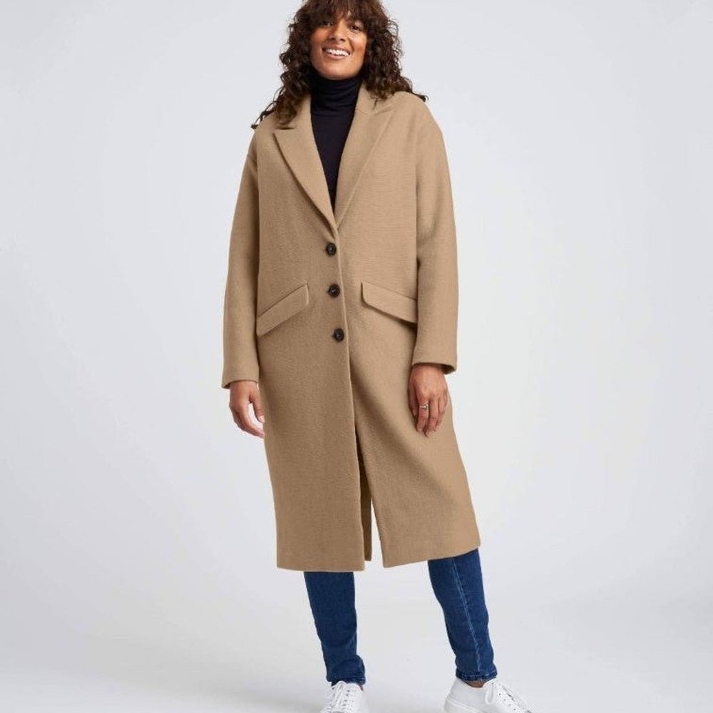 Universal Standard Willow Wool Cocoon Coat in Caramel US Size Medium